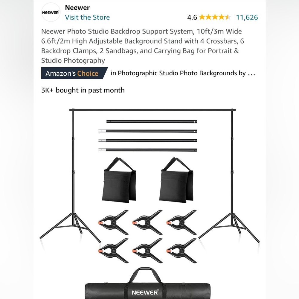 Photo studio backdrop support system from Neewer